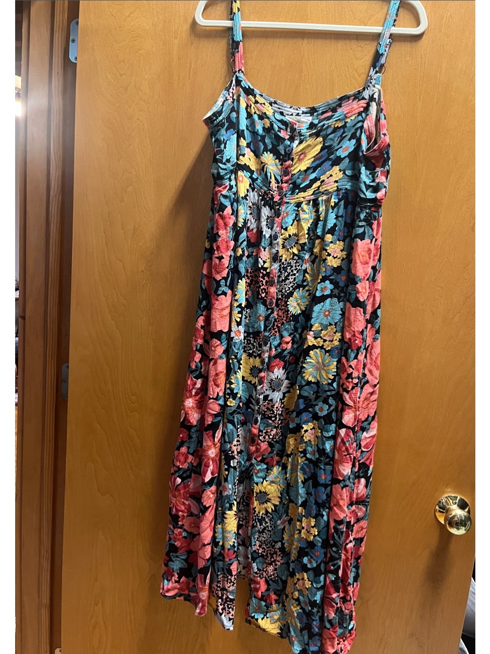 NATURAL LIFE Floral Maxi Dress in Black, Coral, Yellow & Teal